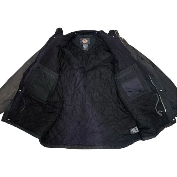 Vtg Dickies Duck Canvas Work Chore Coat Men’s XL Black Quilted Faded Distress - Picture 8 of 9